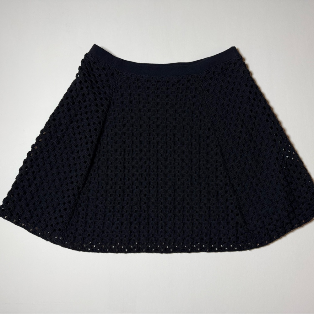 Theory Black Crochet Skater Skirt